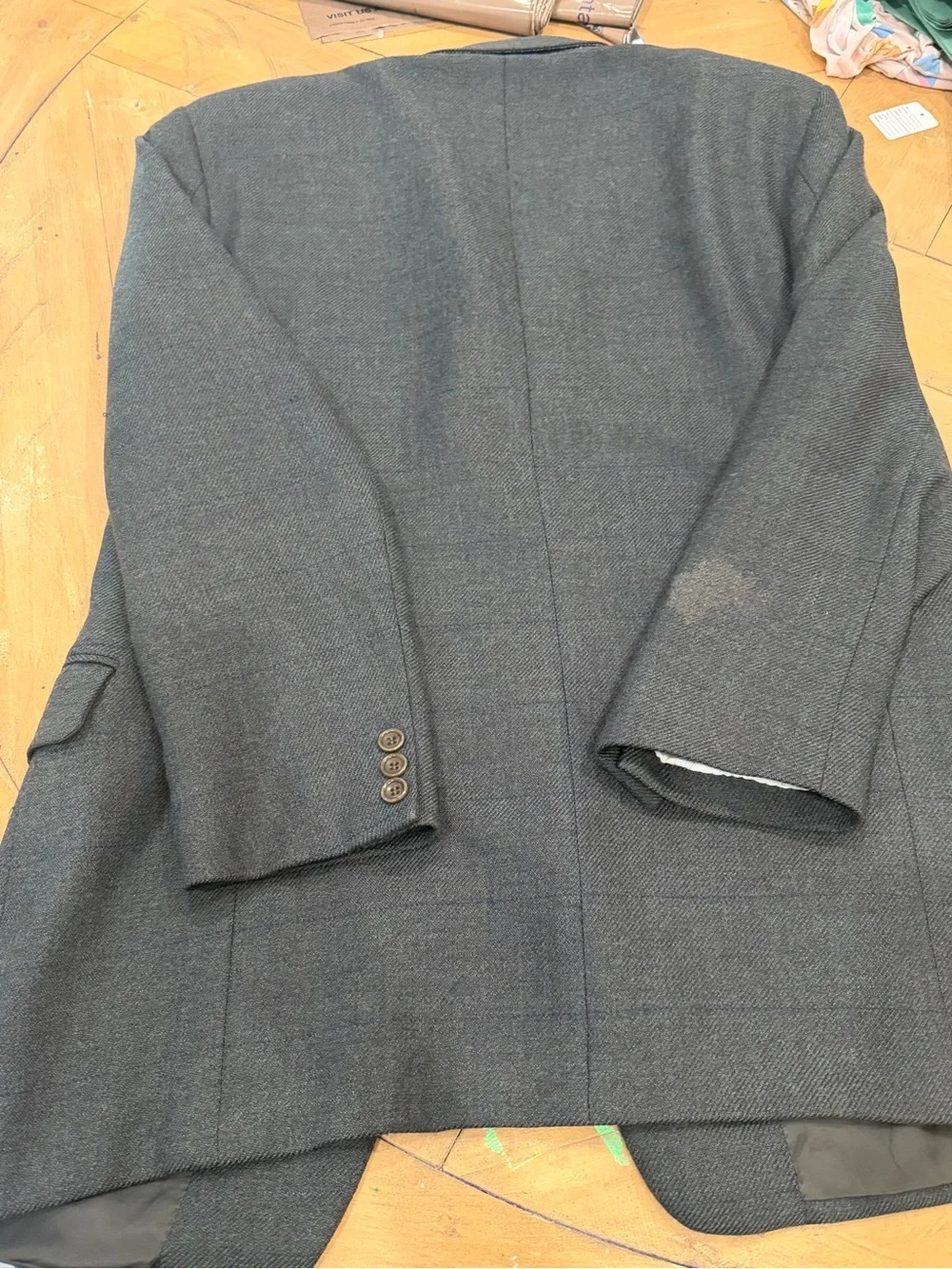 Canali Classic Men's Wool Blazer in Charcoal Herringbone 42R